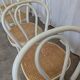 Set of 6 Vintage Thonet Style Dining Chairs: White Wood & Cane Seat