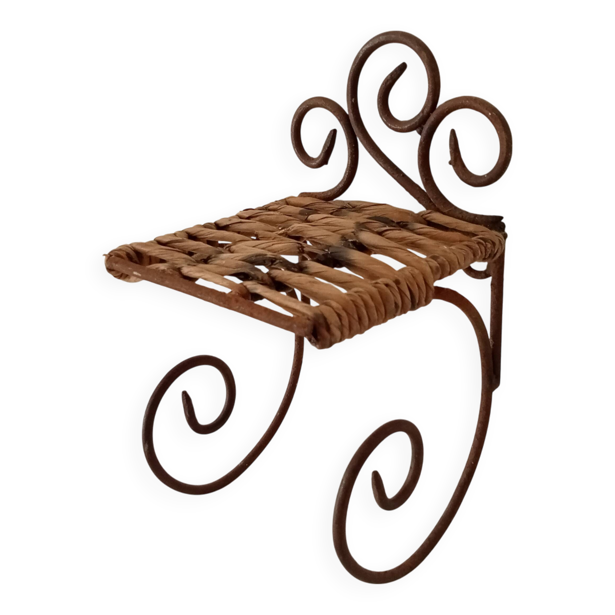 Antique wrought iron wall shelf