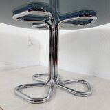 Table 70s, chrome and crystal metal, cobra design model by Giotto Stoppino.