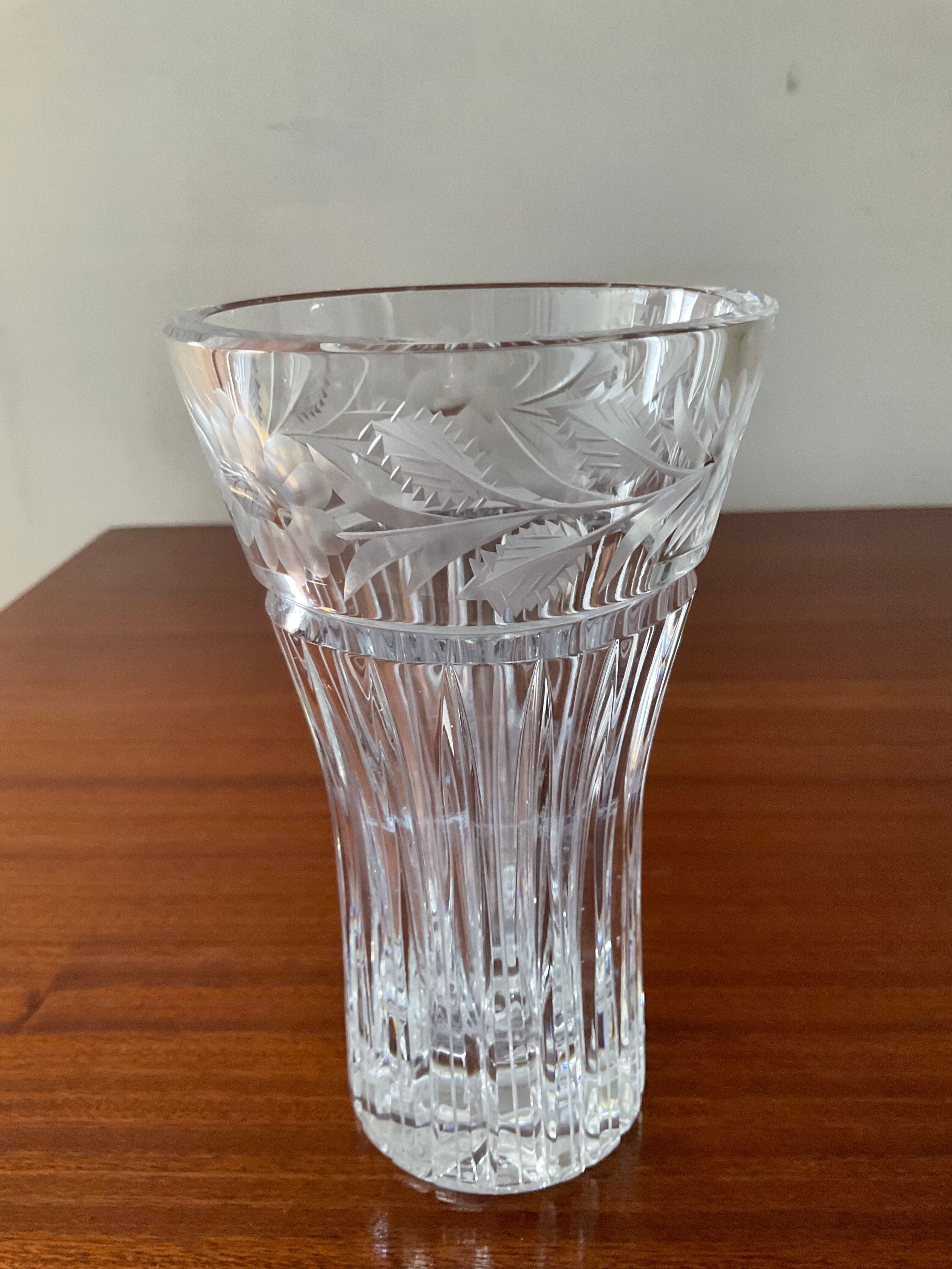 Vintage chiseled crystal vase