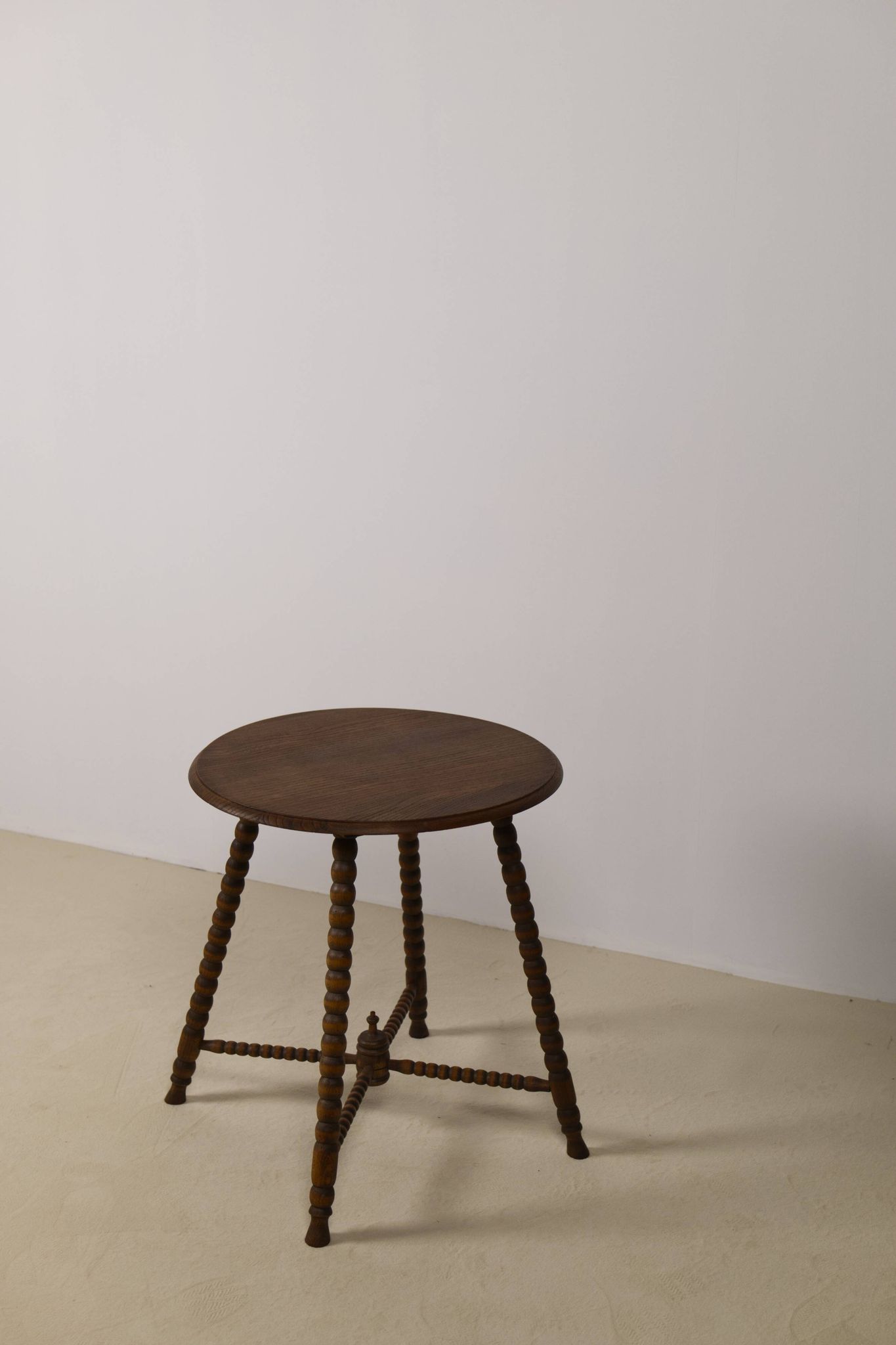Vintage round Bobbin side table
