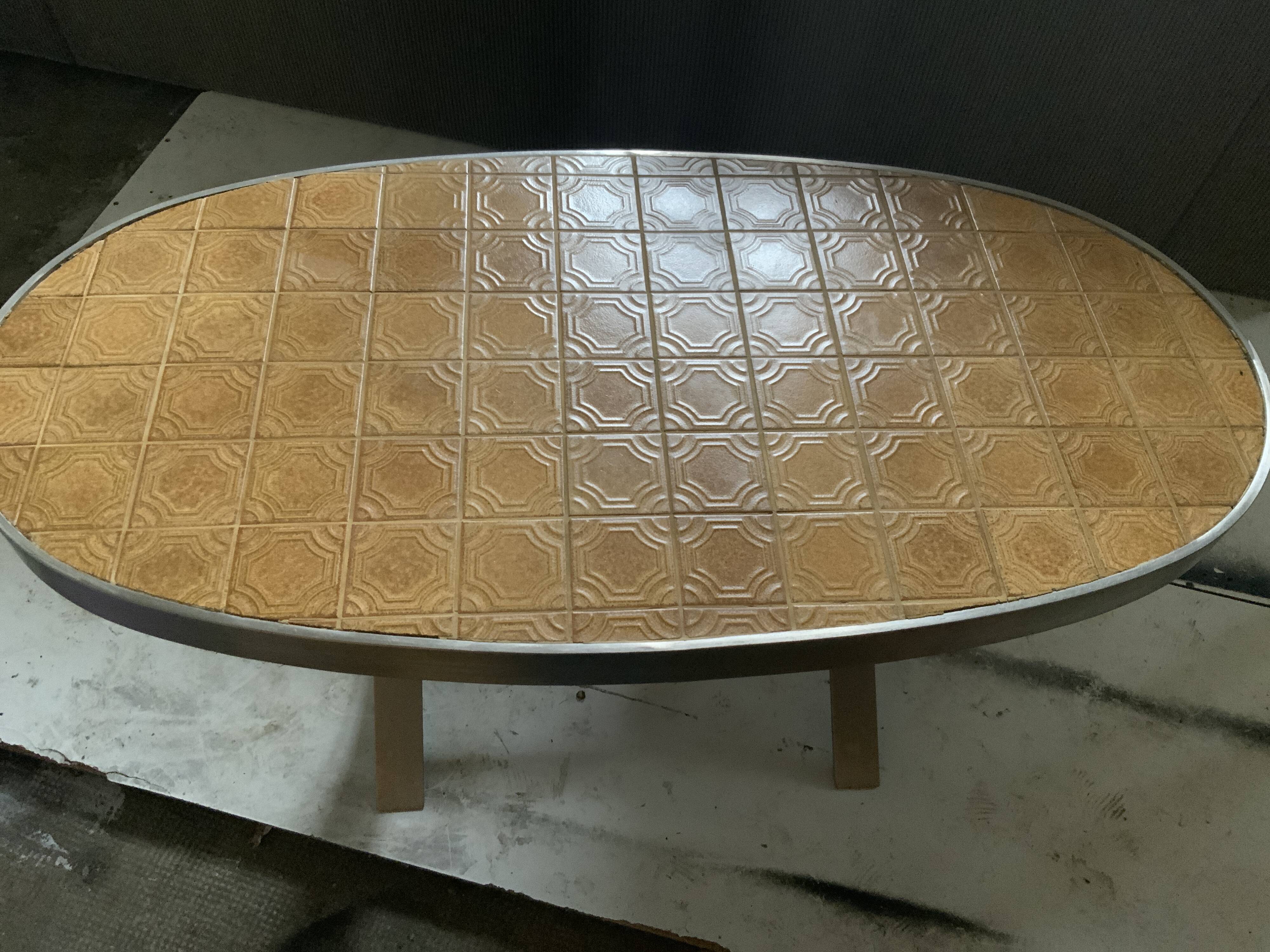 Vintage metal and ceramic table