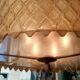 Patinated brass lurstre, and Murano glass