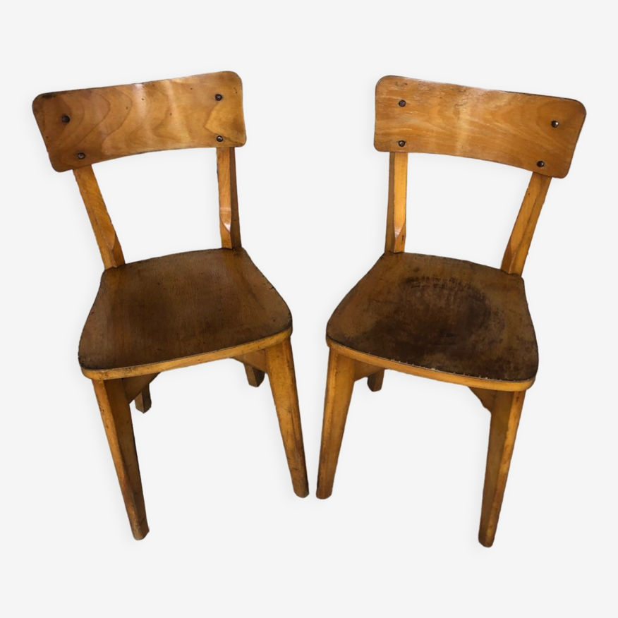 Paire de chaise bistrot luterma bois vintage | Selency