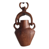 Hanging vase in solid wood carved / handcrafted