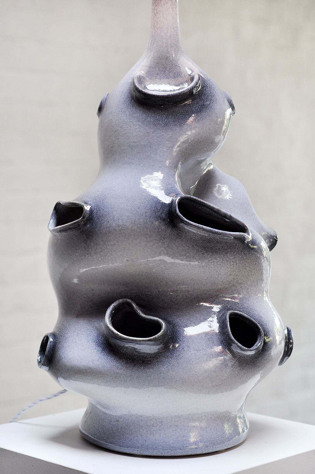 French ceramic glazed sculptural table lamp, 1970s