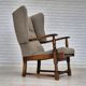 1960s, Scandinavian design, reupholstered high-back armchair, furniture wool, oak wood.