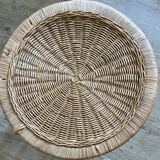 Vintage bohemian chic peacock rattan stool