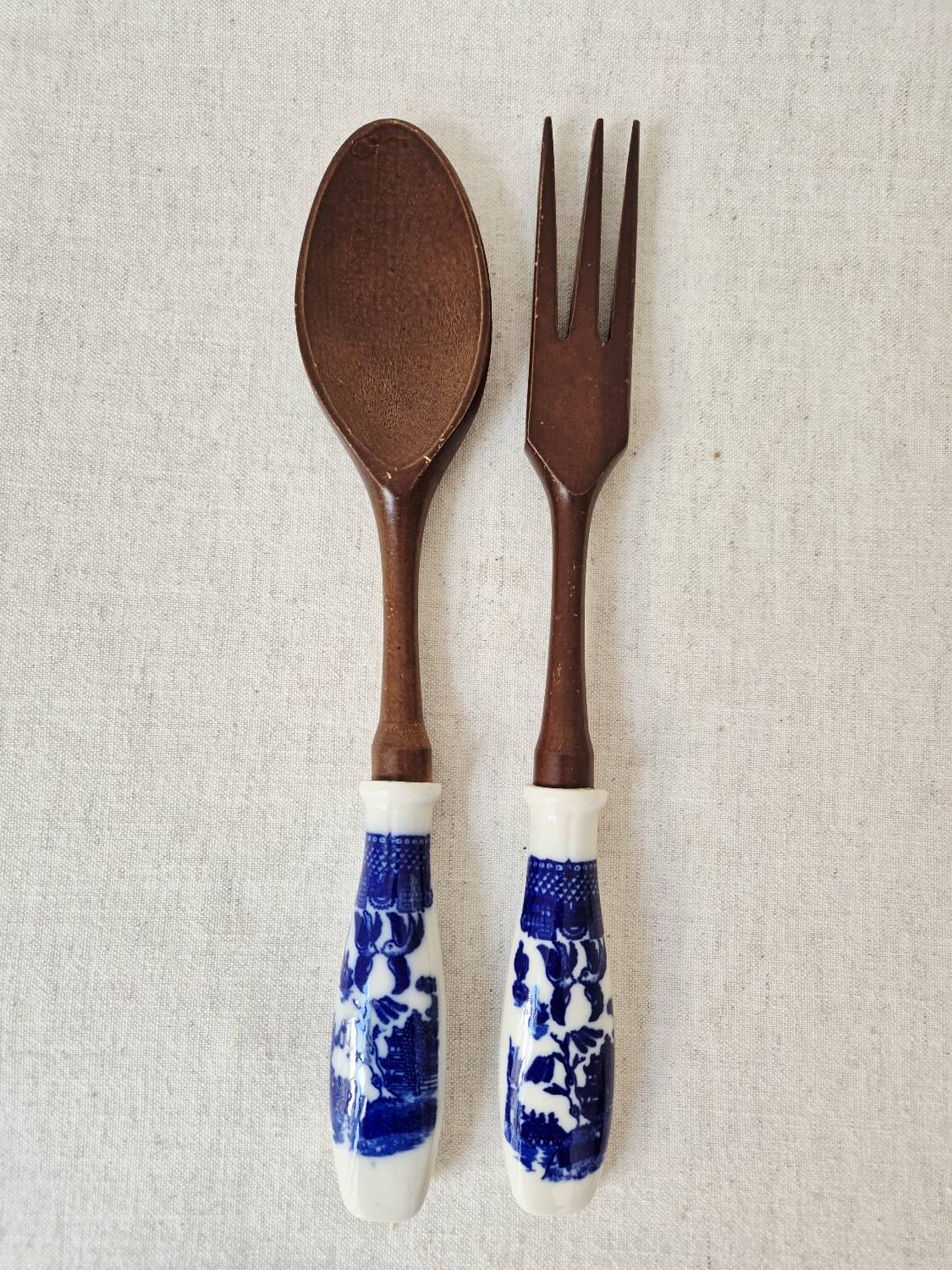 Japanese wooden and ceramic salad service, 1960