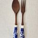 Japanese wooden and ceramic salad service, 1960