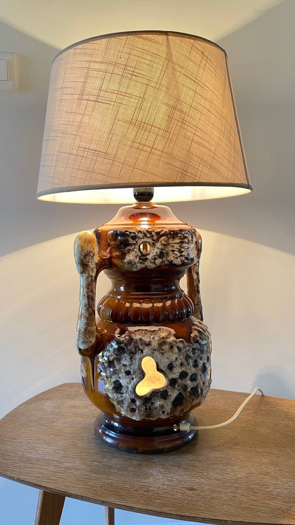 Lamp ceramic fat lava double lighting 70s