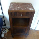 Chevet en bois et marbre rose fleurs ciselés art deco