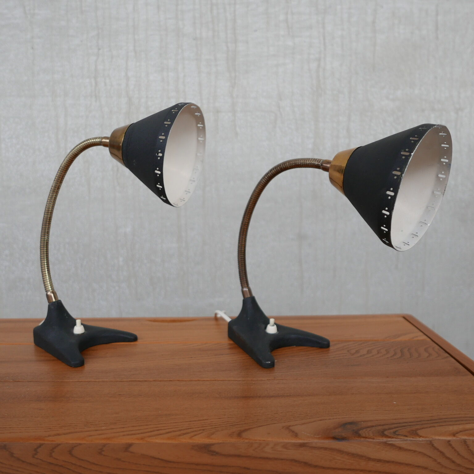 Pair of Swedish Brass Mid-Century Table Lamps