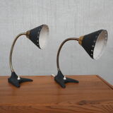 Paire de lampes de table suédoises en laiton du milieu du siècle