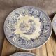 Set of 8 antique English dessert plates by J. Marshall & Co Bosphorus purple earthenware 19th century.