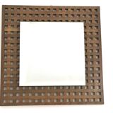 Vintage Pair of Square Walnut Mirrors Produced by Sant'Ambrogio e Deberti, Italy