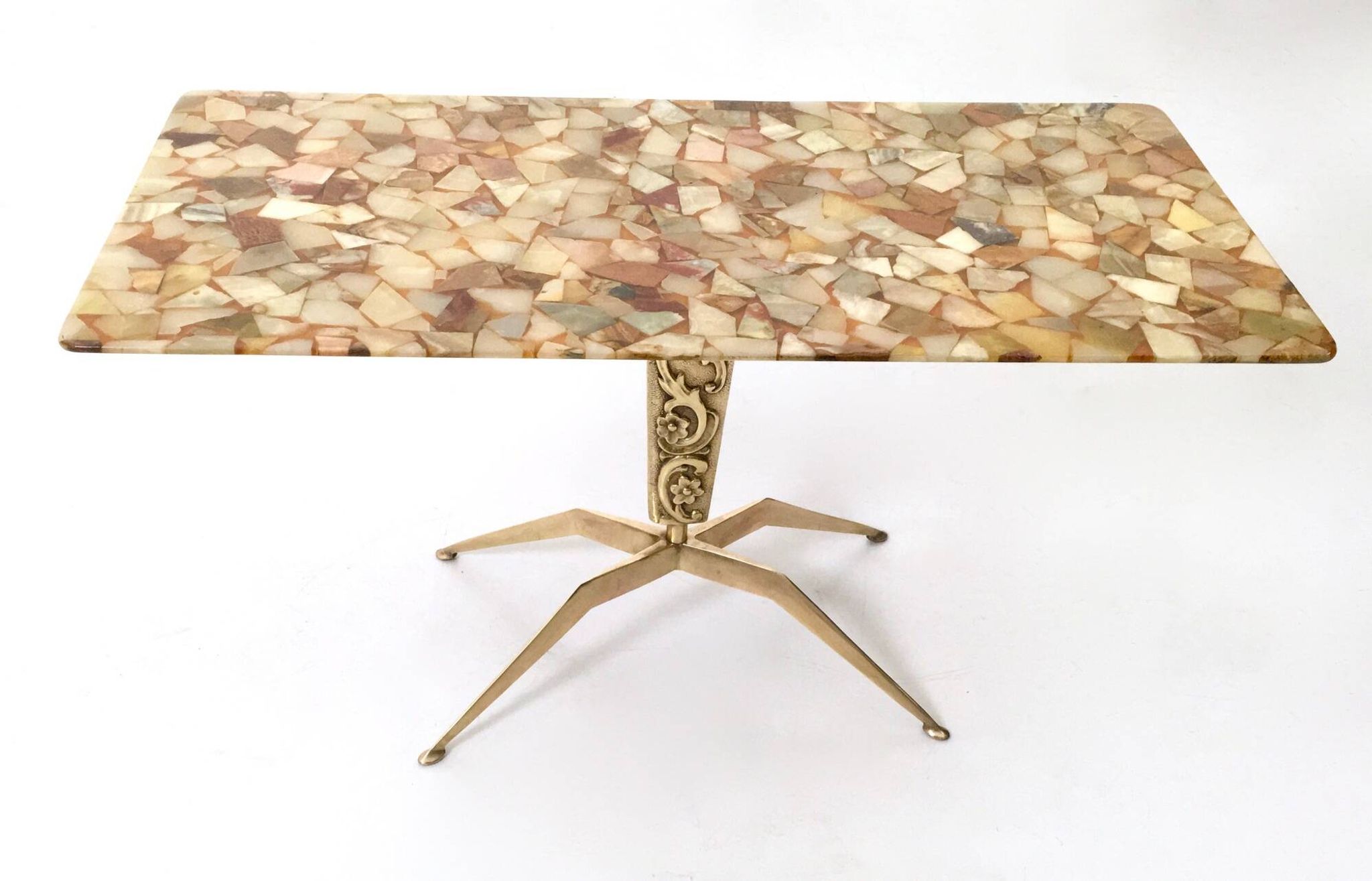 Table basse en bronze avec plateau en marbre de différents types, Italie
