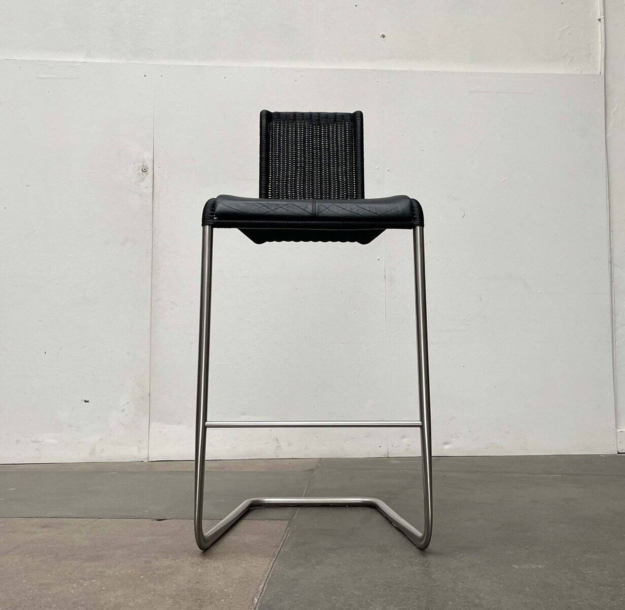 Vintage German cantilever bar stools B30 with leather cushions by Tecta and Jean Prouvé, set of 2.