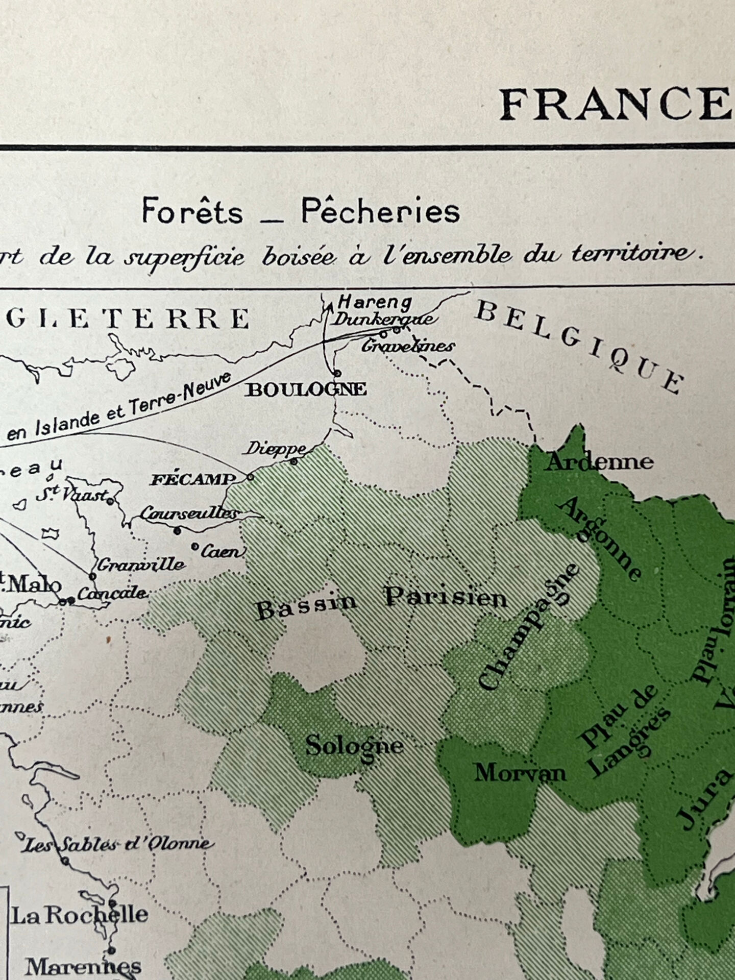 Double map plan France Agriculture Livestock 55.5x37.5cm