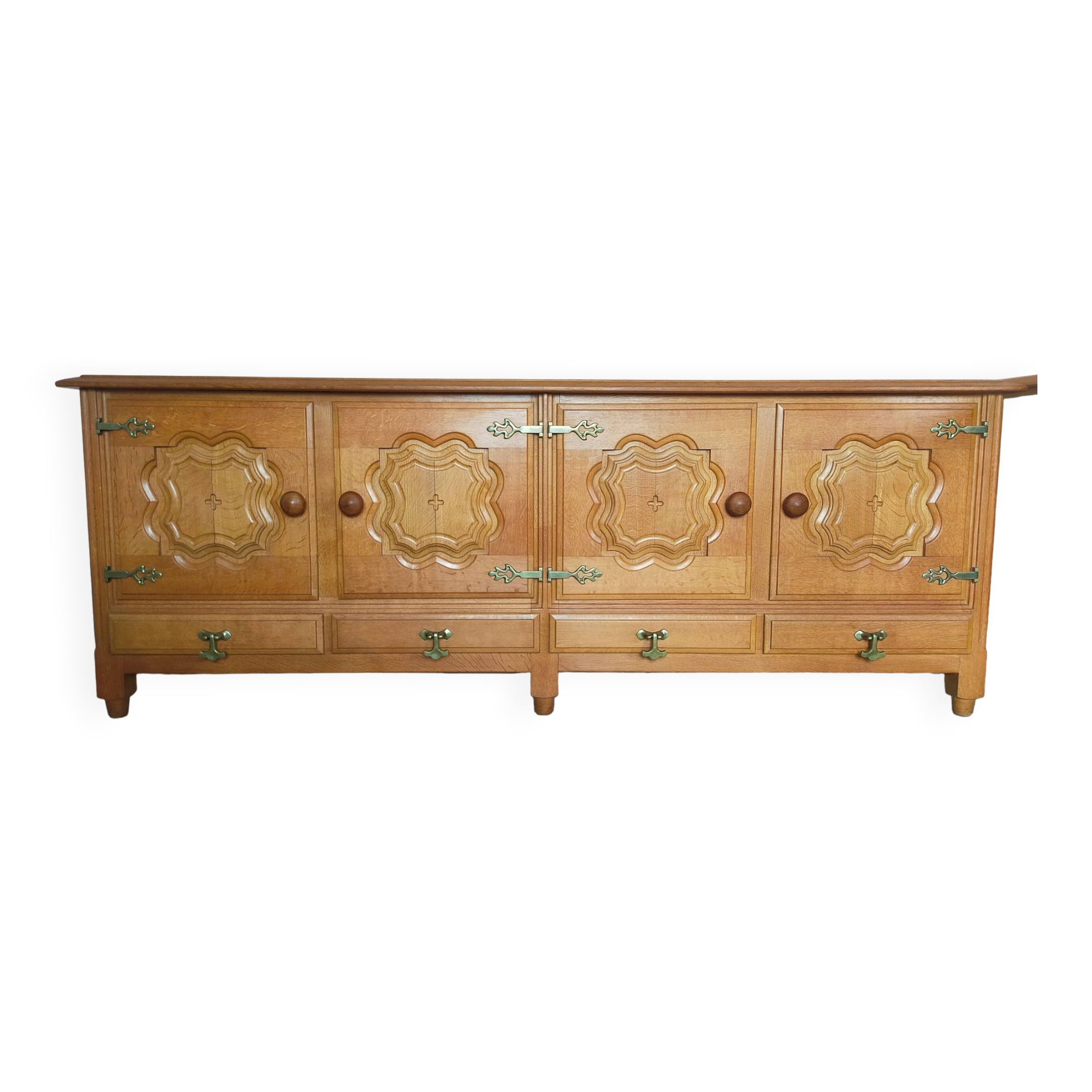 Oak sideboard by Guillerme and Chambron 1960