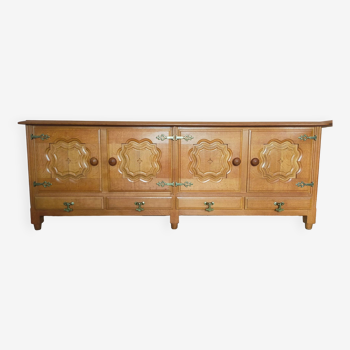 Oak sideboard by Guillerme and Chambron 1960