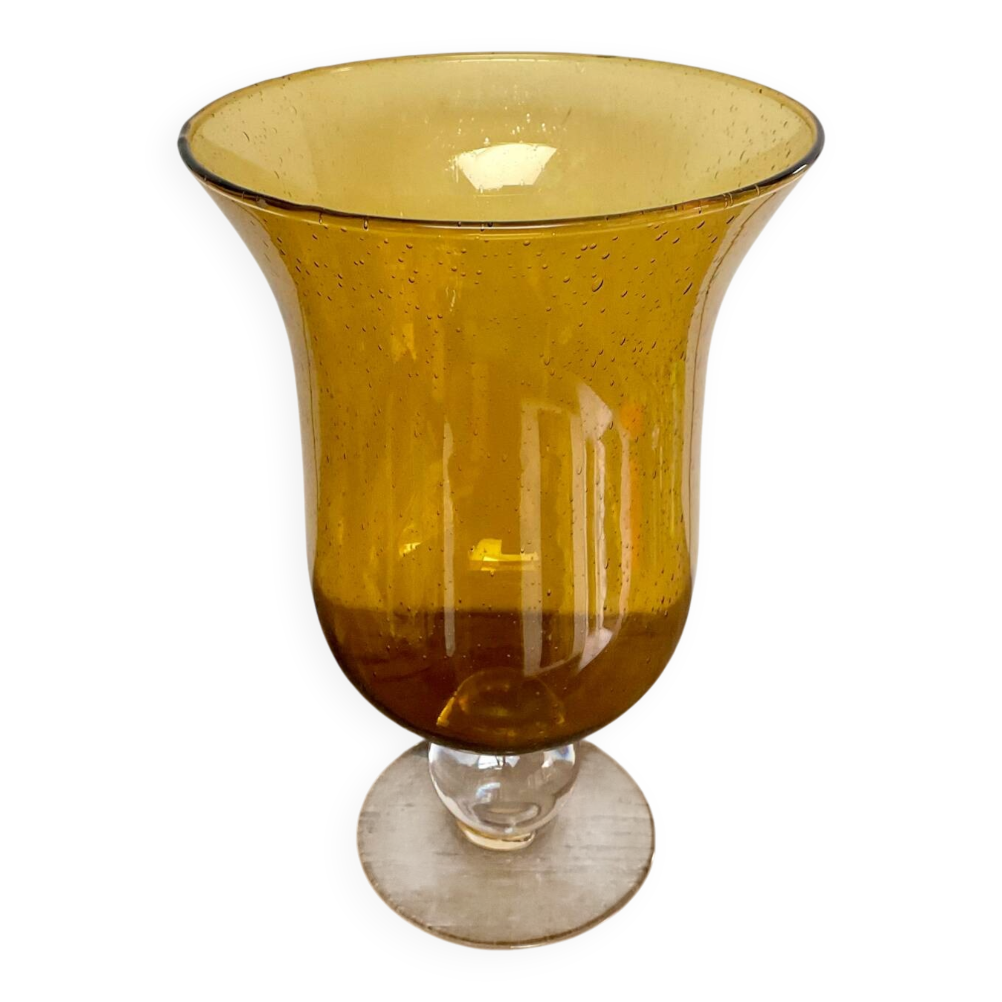 Amber bubble glass vase