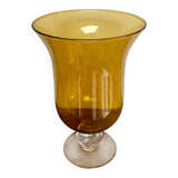 Amber bubble glass vase