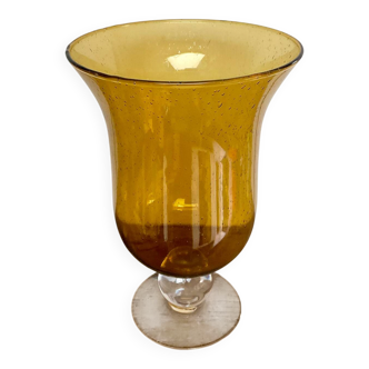 Amber bubble glass vase