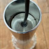 Vintage pendant light in chiseled glass and steel tube from the 70s