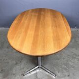 Vintage Dining Table Oval Chrome Solid Oak