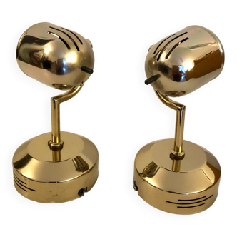 Vintage Fase adjustable wall lights in gold metal.