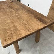 Large farm table from the 60s, in solid oak, with extensions