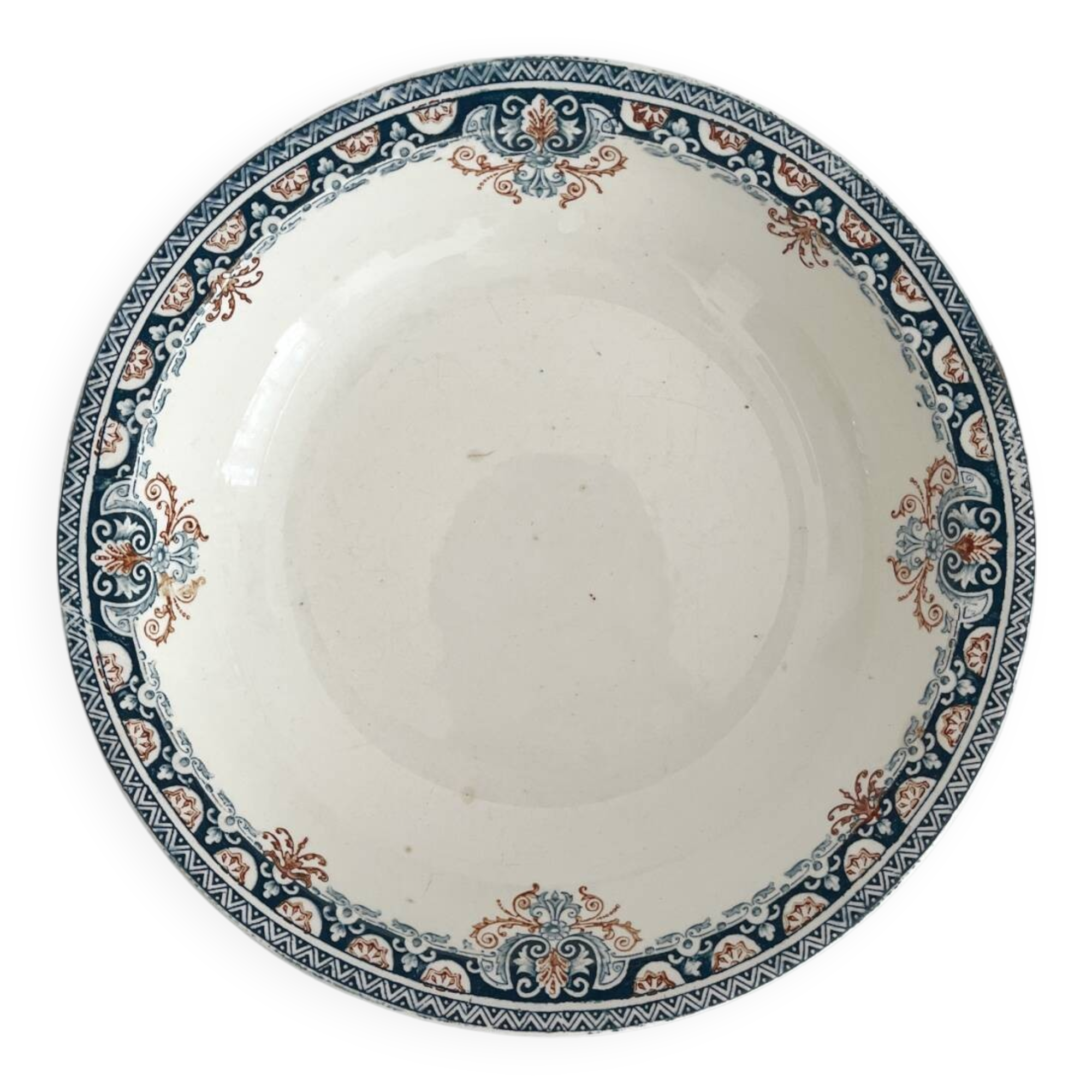 Round hollow salad bowl in ironstone “Diderot” Longwy