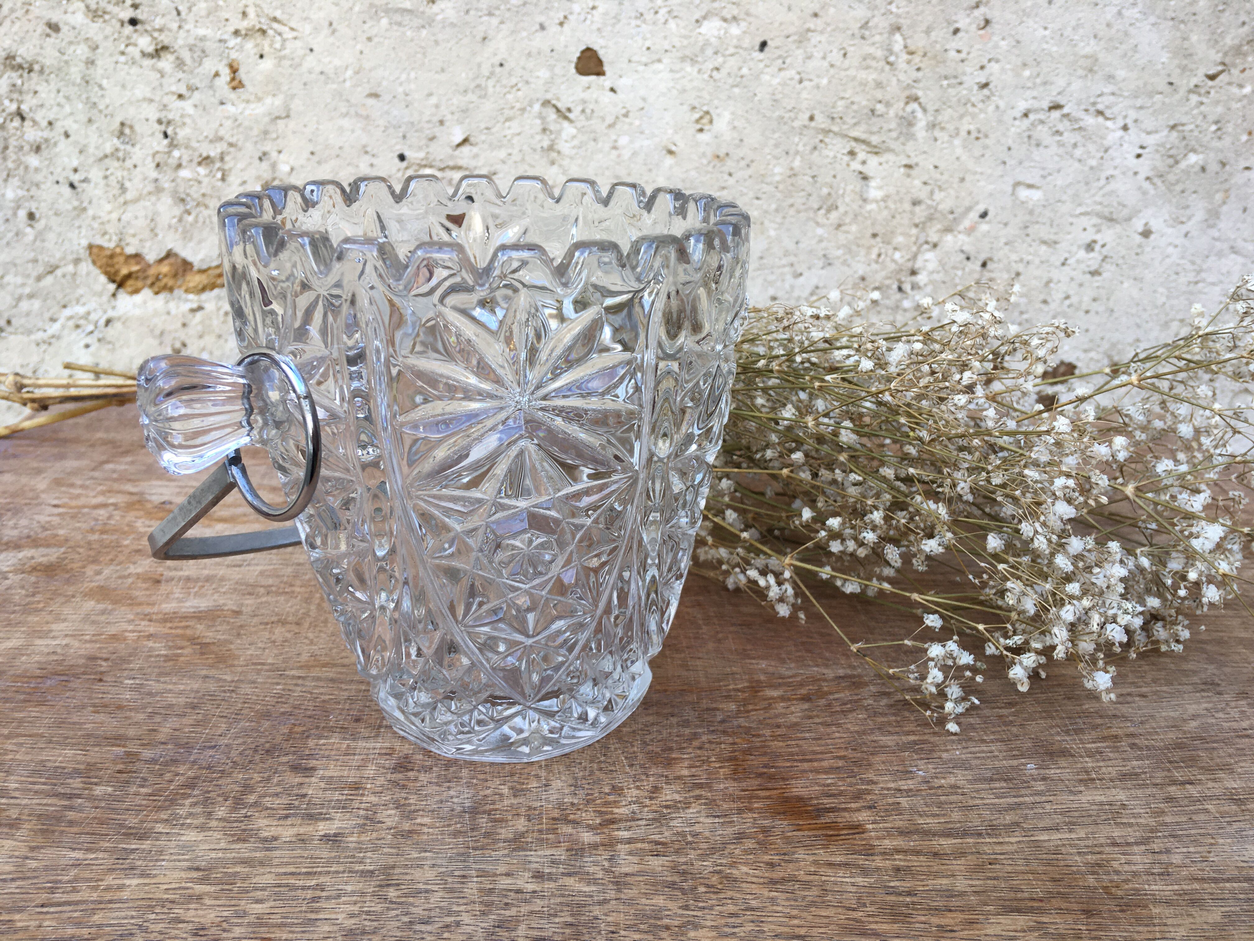Seau à glace en verre ciselé