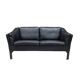 Vintage Scandinavian black leather sofa