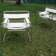 Marcel Breuer's Wassily B 3 armchairs pair in white and chrome leather