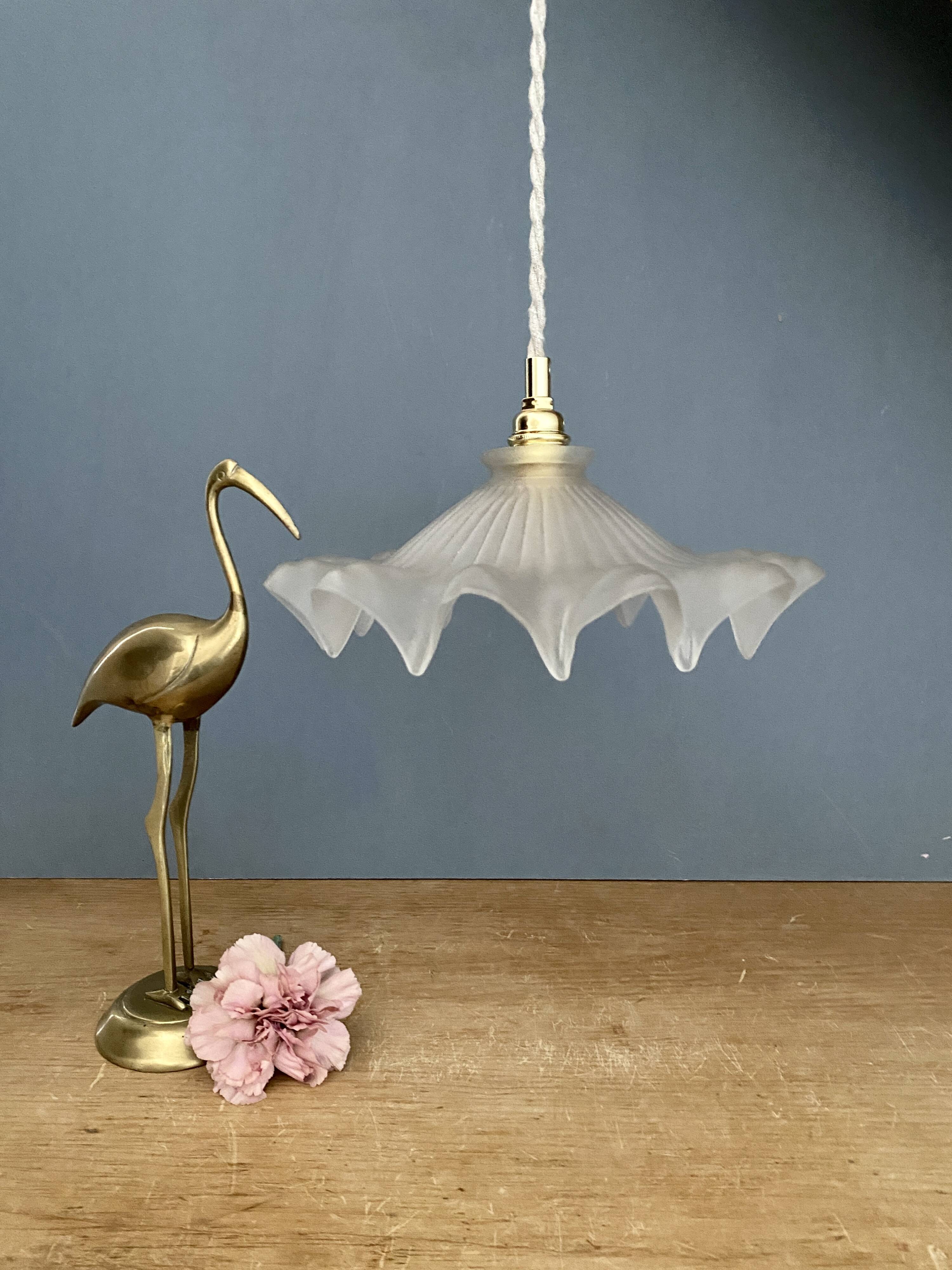 Vintage frosted glass lampshade pendant light