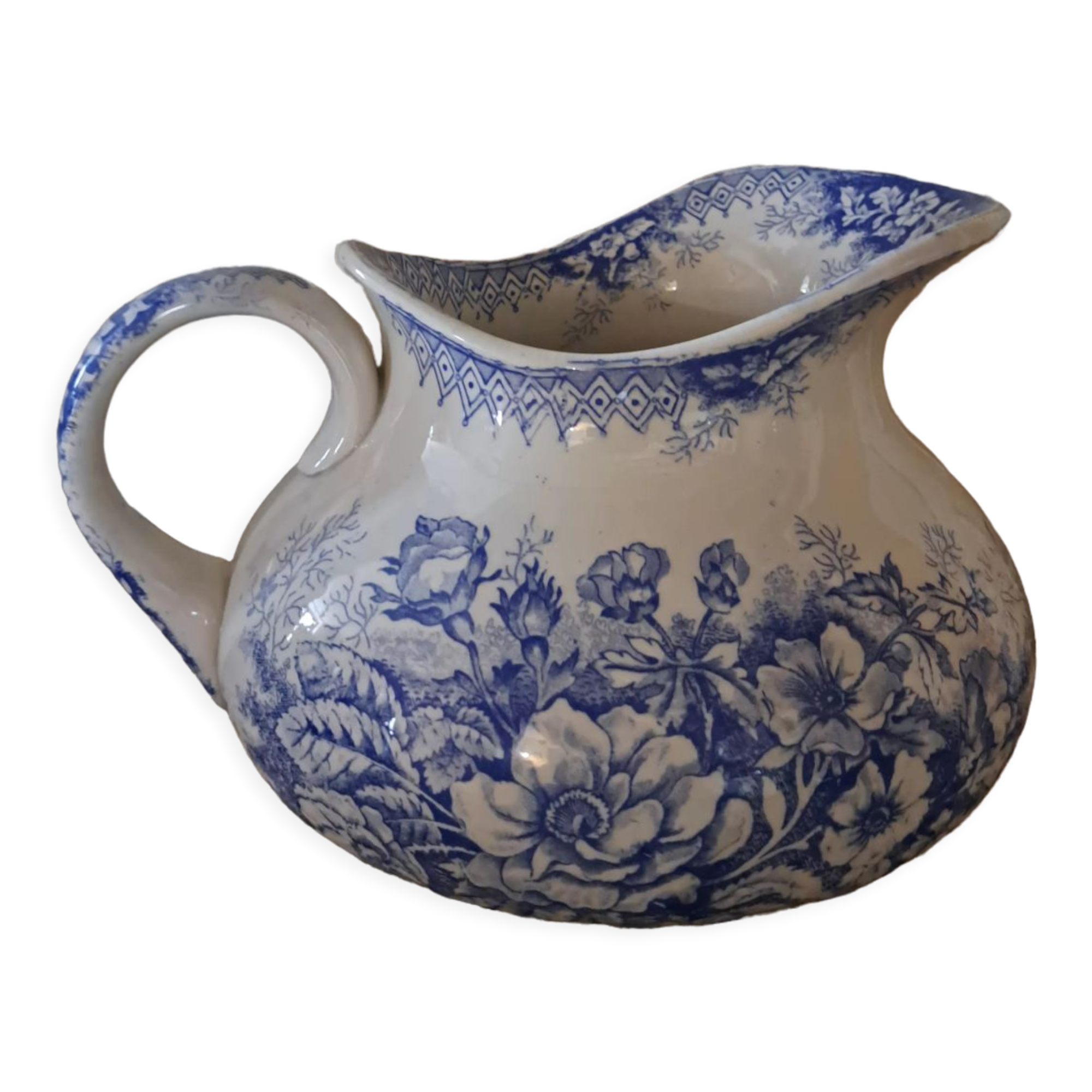 ANCIEN BROC PICHET Terre De Fer Decor De Fleurs EUR 70,00 - FR