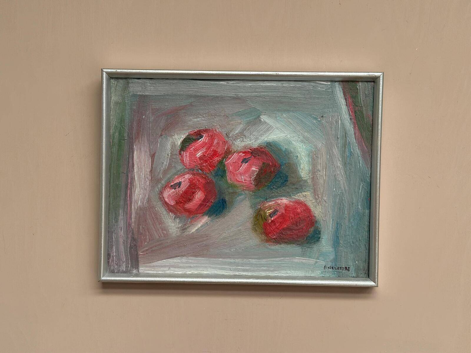 Original Swedish Oil On Canvas – Apples – Bengt Delefors