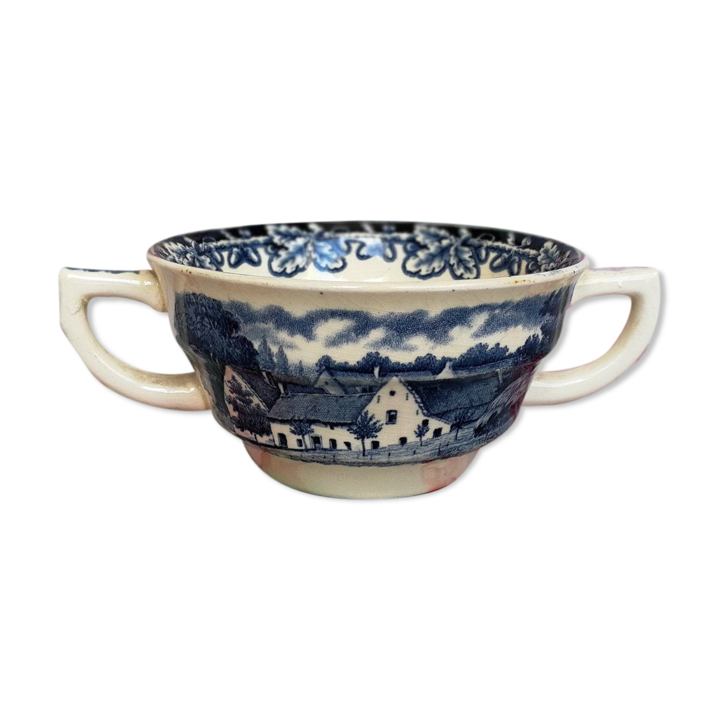 Ancient cup double handle ceramic company maestritcht made in holland boerenhoeve dutch farm