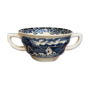 Tasse ancienne à double poignée société céramique maestritcht made in Holland Boerenhoeve Dutch Farm