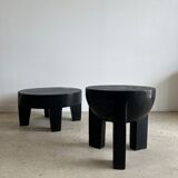 Monoxyl sofa end in black mango tree tripod half-sphere tray h:45 d:44