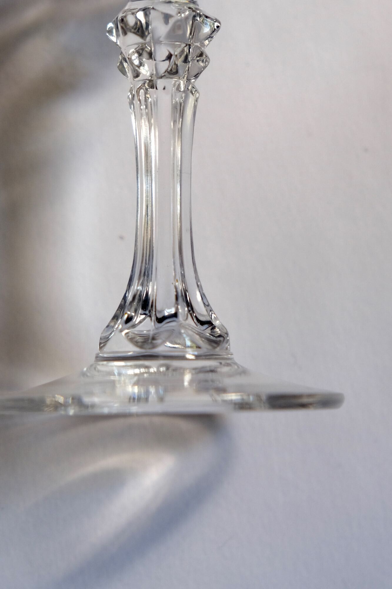 Set of 6 mid-century French crystal wine glasses