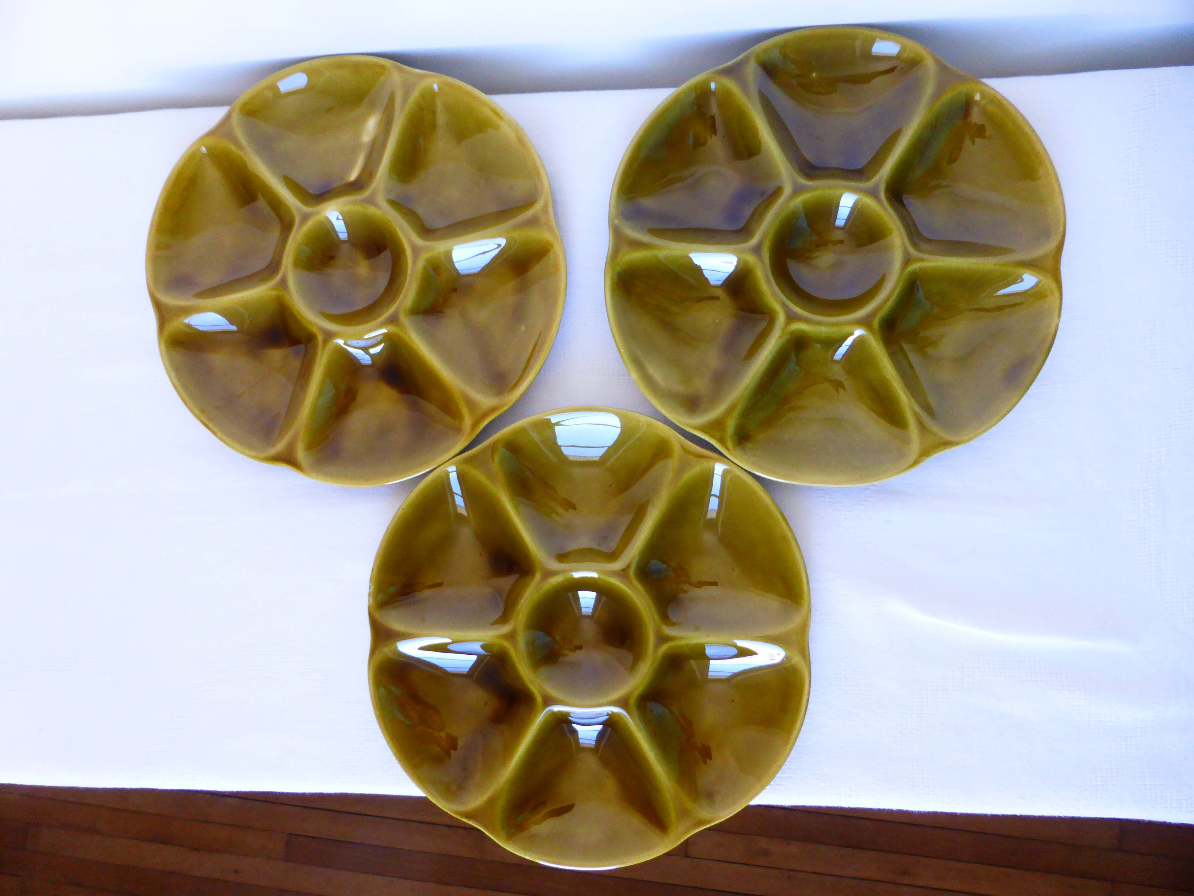 3 vintage oyster plates from Gien in porcelain 2106173