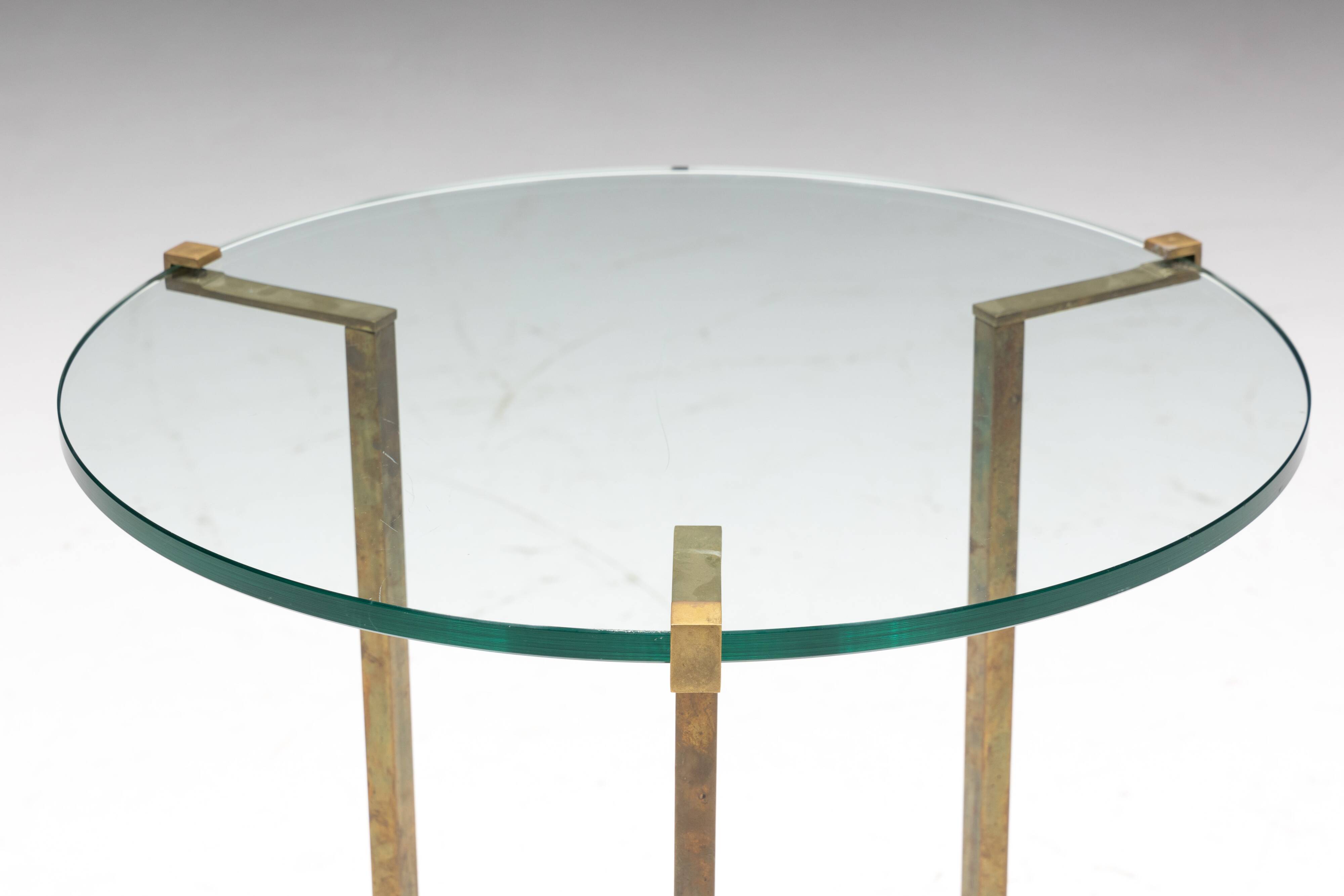 Side Table by Peter Ghyczy in Brass and Glass, Netherlands, 1970s