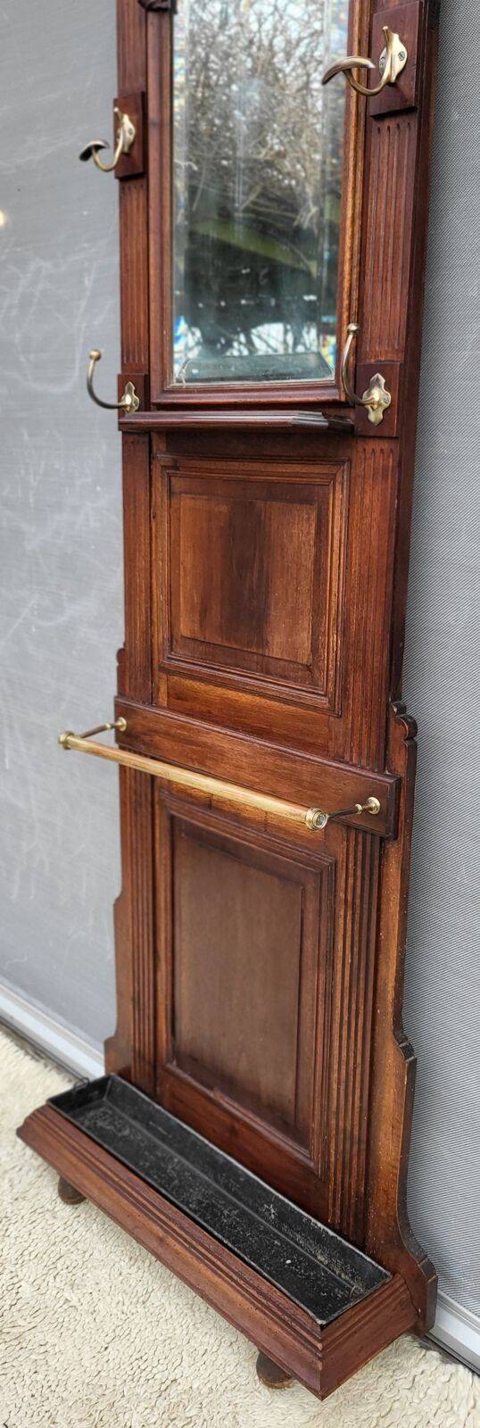 Monumental Art Nouveau wardrobe • walnut & brass