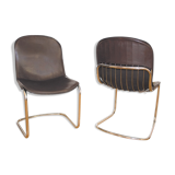 Gastone Rinaldi dining chairs covered with original cow leather, set of two, Italy, 1960s