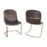 Gastone Rinaldi dining chairs covered with original cow leather, set of two, Italy, 1960s