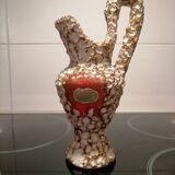 White and orange Vallauris pitcher vase