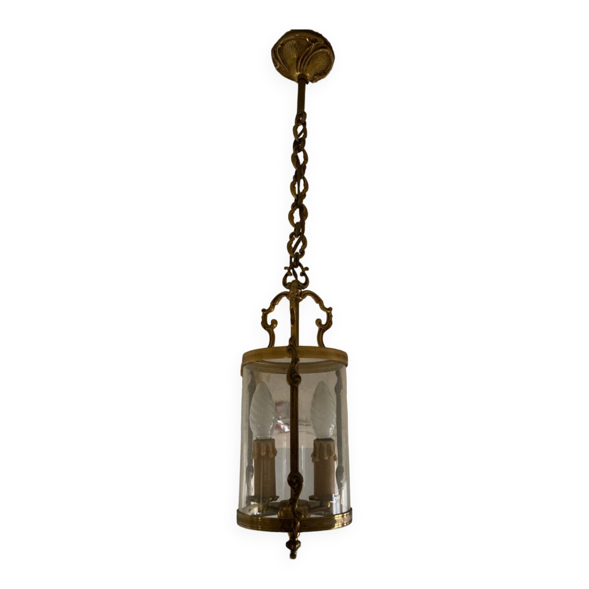 Chandeliers 2 glass and brass candles